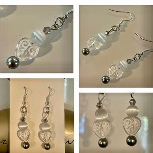 Silver White Cats Eye Statement Earring’s